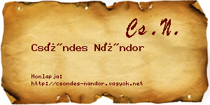 Csöndes Nándor névjegykártya